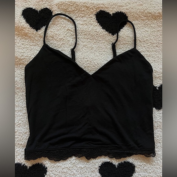 Victoria’s Secret Black Lace Crop Tank Top - Picture 1 of 2